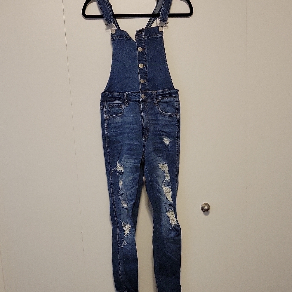 Aeropostale: Women's Blue Denim Overalls Size L